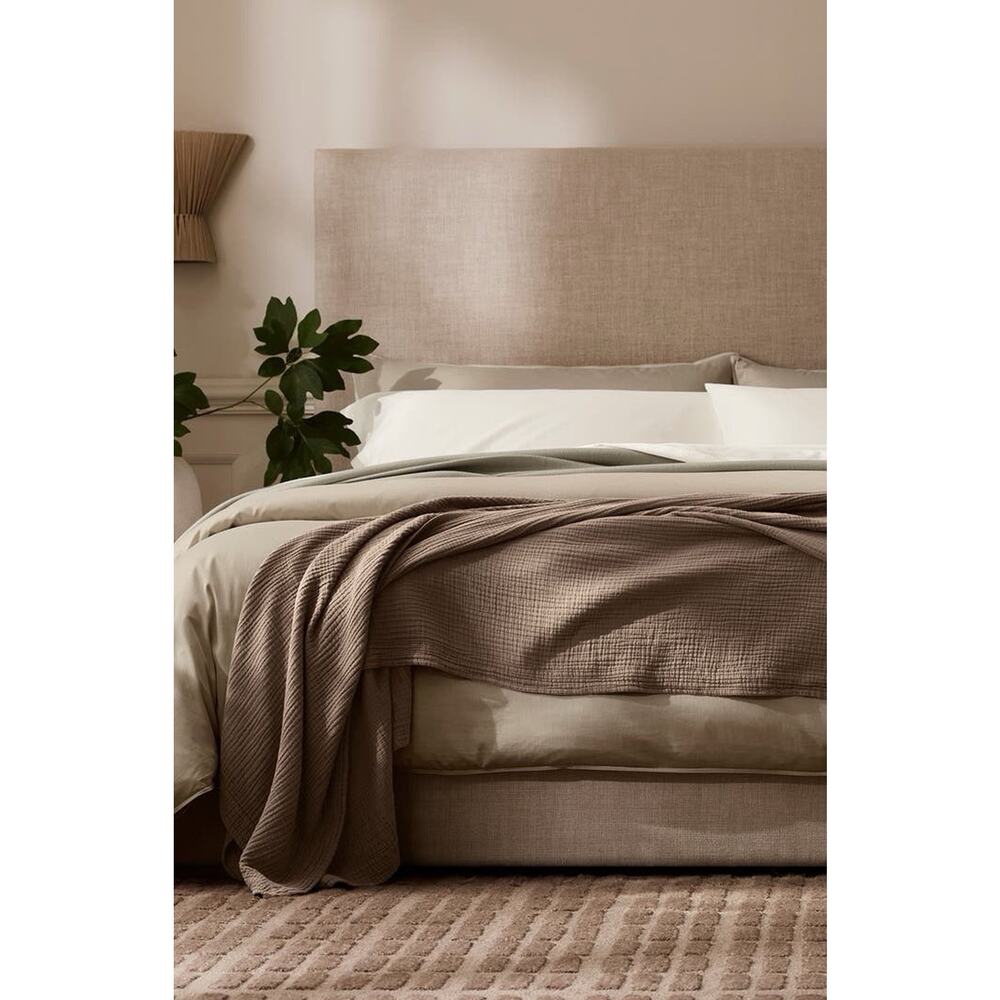 Boll & Branch Dream Bed Blanket 100% Organic Cotton Walnut Brown K/CK $349
